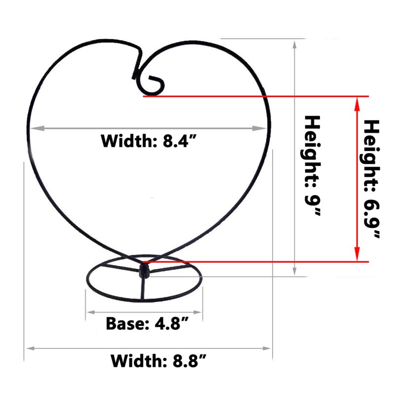 Archi Ornament Display Stand Iron Stand for Hanging Glass (Black 2Pcs Heart) - Image 3